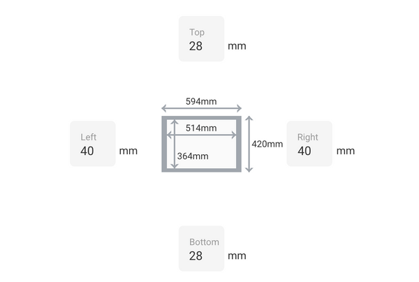 Actual image and border sizes for limited edition A2 print.