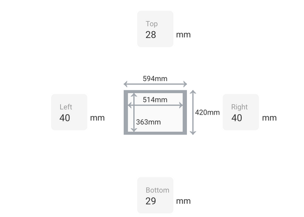 Exact print and border dimensions for A2 print edition.